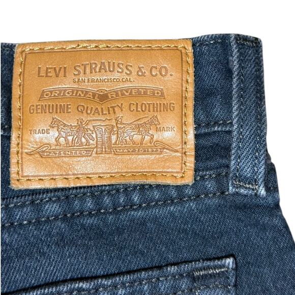 Levi Premium Wedgie Denim Jeans Women 27 Button Fly Black Classic Straight Big E - Picture 9 of 11